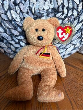 Ty Germania Tan Brown Teddy Bear Plush with Germany Ribbon